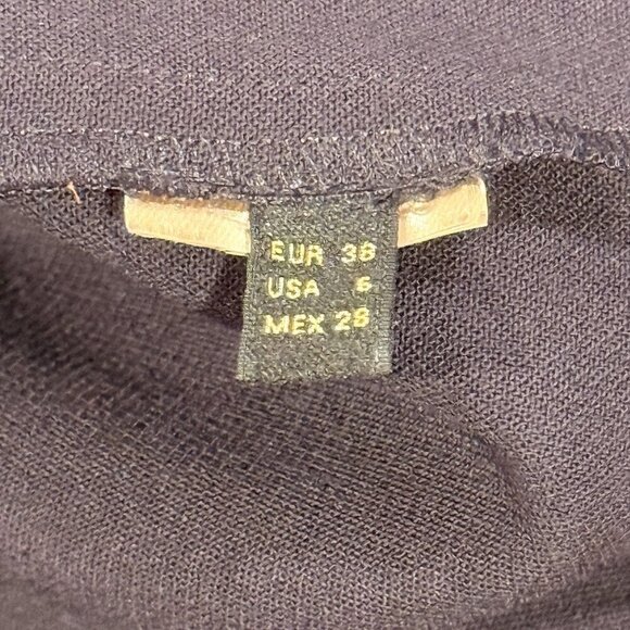 Massimo Dutti Navy Midi Dress Puff Sleeve Old Money Office Siren Womens Size 6 - Picture 13 of 16